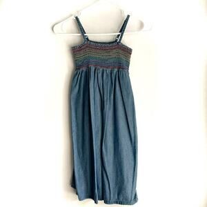 Old Navy chambray Denim Dress Rainbow Stitching Shirred